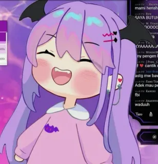 🌟 815bd18b SAYA BUTUH anime, cute, cartoon, kawaii, girl, purple hair whatsapp sticker