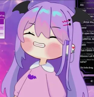 🌟 8e535459 Alo anime girl, cute, purple hair, cartoon, cheerful whatsapp sticker