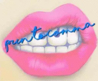 ©️ 3de05b66 punto comma ริมฝีปาก, ปาก, ฟัน, สีชมพู, สีน้ำเงิน, ตัวเขียน telegram sticker