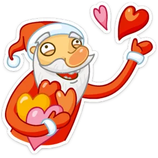 ❤ 4aca418e Santa Claus Санта, сердце, любовь, Рождество, праздник, мультфильм telegram sticker