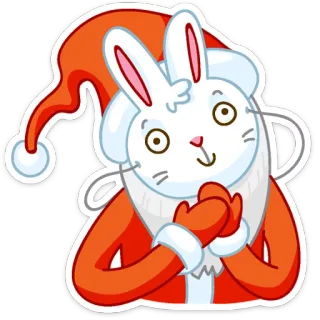 🐰 d00b7ebe кролик, рождество, зима, дед мороз, праздник, зайчик, милый, праздничный telegram sticker