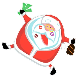 🍷 c55bdda4 Santa Claus Papai Noel, Natal, bêbado, festa, beijo, dinheiro telegram sticker
