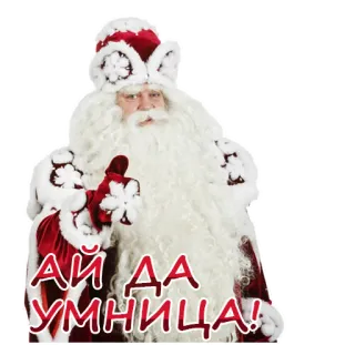 👍 6bfe21ab Santa Claus АЙ ДА УМНИЦА! babbo natale, natale, inverno, capodanno, russo, умница telegram sticker