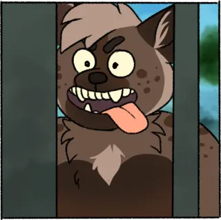 🥵 b52c2382 Iena, Animale, Cartone animato, Divertente, Espressione, Lingua, Recinto, Fauna selvatica telegram sticker