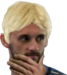 🤔 9ce560d0 @fd098 ผู้ชาย, ผมบลอนด์, กำลังคิด, วิกผม, ภาพบุคคล, มีม telegram sticker