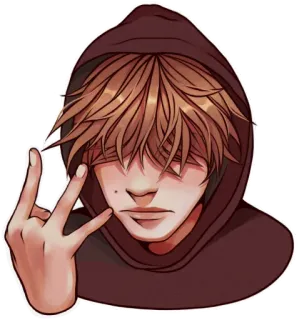 🥲 a4041d8c anime, character, hoodie, gesture whatsapp sticker