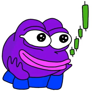 😊 4253cea1 frosch, meme, glücklich, feier, aktienmarkt, stonks, lila telegram sticker