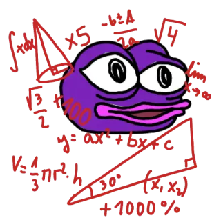 🌀 854531dd Pepe the Frog pepe, frosch, meme, mathematik, gleichungen, lila, cartoon telegram sticker