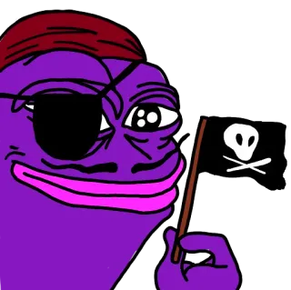 🏴‍☠ 8897453c Pepe the Frog Pepe, Frosch, Pirat, Augenklappe, Schädel, Flagge, Meme telegram sticker