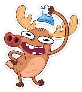 😌 03445451 漫画, ヘラジカ, 面白い, かわいい, 動物, キャラクター telegram sticker