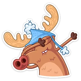 😵 0409f100 ヘラジカ, 漫画, 動物, 帽子, かわいい, ステッカー telegram sticker