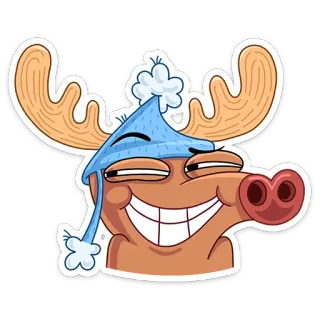 😄 30e10364 ヘラジカ, 動物, 漫画, 冬, 帽子, かわいい, 面白い telegram sticker