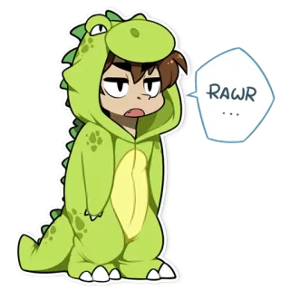 👻 18477c98 RAWR dinosaurio, disfraz, niño, dibujos animados, animal, lindo, verde telegram sticker