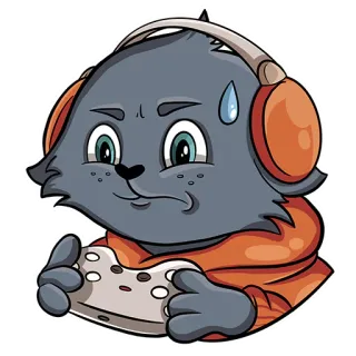 🎮 21c0e335 chat, gamer, gaming, manette, sueur, casque, orange, gris whatsapp sticker