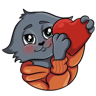 ❤️ 859e3837 chat, coeur, amour, mignon, dessin animé, autocollant whatsapp sticker