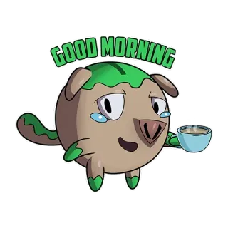 ☕️ f702f1ab GOOD MORNING good morning, coffee, cartoon, sticker, cute, animal whatsapp sticker