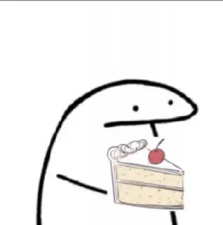 🤜 085b4682 florkofcows, flork, torta, dolce, cartone animato, omino stilizzato, ciliegia whatsapp sticker
