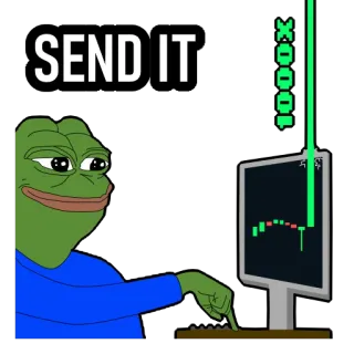 ❤️ 0d29896b Pepe the Frog SEND IT żaba, mem, wyślij to, komputer, akcje telegram sticker