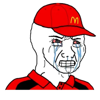 📿 3840b26a mcdonalds, płacz, smutny, pracownik, płaca telegram sticker
