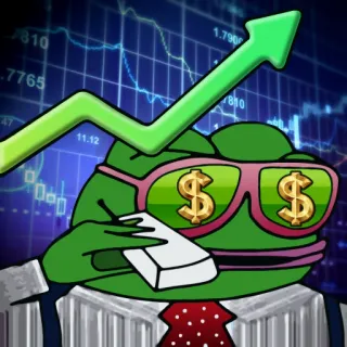 😘 5f39ffe6 Pepe the Frog Meme, Żaba, Pieniądze, Inwestycja, Akcje telegram sticker