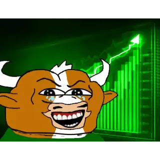 🧶 710f36e5 byk, akcje, rynek, mem, śmiech, kreskówka telegram sticker