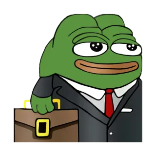 📐 74434357 Pepe the Frog pepe, żaba, biznesmen, mem, garnitur, teczka telegram sticker