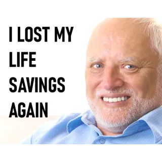 🚨 7f9b62c2 Hide the Pain Harold I LOST MY LIFE SAVINGS AGAIN Meme, Strata, Pieniądze, Smutny, Oszczędności, Znowu, Humor telegram sticker