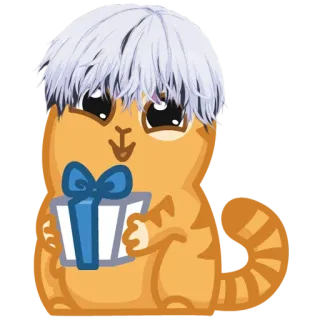🙂 633fe393 кот, подарок, милый, мультфильм, подарок, каваий, животное telegram sticker