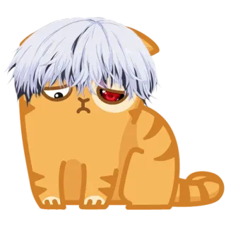 😔 a4b450e9 кот, аниме, мультфильм, животное, милый, стикер telegram sticker