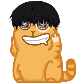 😍 d80513a7 кот, милый, стикер, оранжевый, волосы, мультфильм telegram sticker