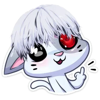 🖕 319c621d кот, аниме, средний палец, оскорбительный, мультфильм, милый whatsapp sticker