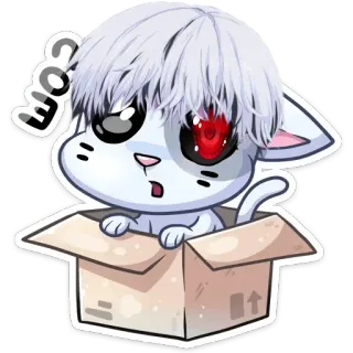 🥺 421da08a Ken Kaneki Tokyo Ghoul COM Аниме, Манга, Кот, Коробка, Токийский Гуль, Канеки whatsapp sticker