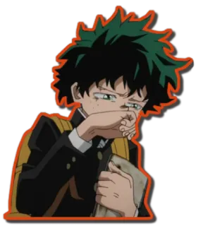 😢 413c1aaa Izuku Midoriya My Hero Academia 动漫, 伤心, 哭泣, 绿谷出久, 我的英雄学院, 贴纸 telegram sticker
