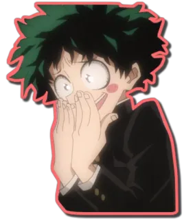 😍 52a4435c Izuku Midoriya My Hero Academia 动漫, 男孩, 绿发, 惊讶, 兴奋, 学生, 制服 telegram sticker