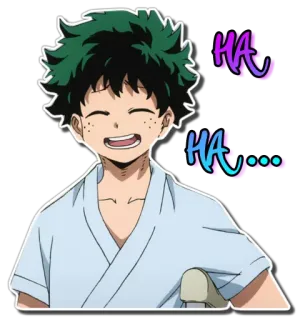 😅 7802aaae Izuku Midoriya My Hero Academia HA HA... 绿谷出久, 动漫, 我的英雄学院, 贴纸, 角色, 微笑 telegram sticker