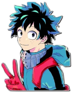 ✌️ 918517f5 Izuku Midoriya My Hero Academia 动漫, 漫画, 我的英雄学院, 绿谷出久, 德久, 和平手势 telegram sticker