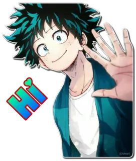 👋 c04c97e4 Izuku Midoriya My Hero Academia HI 动漫, 角色, 问候, 你好, 漫画, 英雄 telegram sticker