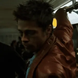 🙄 345a9768 Tyler Durden Fight Club Fight Club, แบรด พิตต์, ไทเลอร์ เดอร์เด้น, ภาพยนตร์, หนังคัลท์, ความรุนแรง, ต่อสู้ telegram sticker