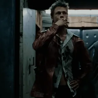 😃 3acc9547 Tyler Durden Fight Club แบรด พิตต์, ภาพยนตร์, สูบบุหรี่, Fight Club, ตัวละคร, ความรุนแรง telegram sticker