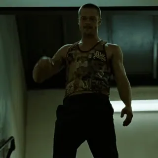 🤕 a7f90682 Tyler Durden Fight Club แบรด พิตต์, Fight Club, ความรุนแรง, ภาพยนตร์, หนังคัลท์, ทหาร, หยาบคาย telegram sticker