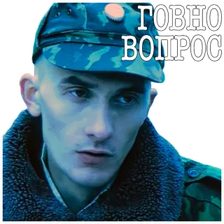 👌 d229d7ec ГОВНО ВОПРОС military, russian, meme, soldier, camouflage, question whatsapp sticker