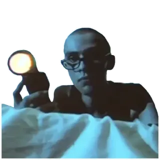 🔦 f631d647 man, bed, glasses, light, flashlight, creepy whatsapp sticker