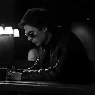 ▪️ 99f20345 Pria, Kacamata hitam, Hitam putih, Aktor, Potret, Orang, Jaket kulit telegram sticker