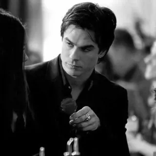 ▪️ c9876233 Damon Salvatore The Vampire Diaries vampir, mawar, Ian Somerhalder, acara TV, supranatural telegram sticker