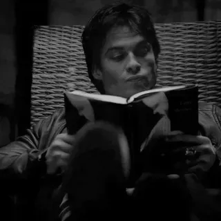 ▪️ e64ae483 membaca, buku, pria, kursi, dalam ruangan telegram sticker