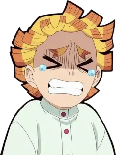 🎭 b0f71f59 Zenitsu Agatsuma Demon Slayer Anime, Demon Slayer, Zenitsu, huilend, bang, personage telegram sticker