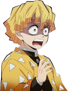 🎭 b9907e40 Zenitsu Agatsuma Demon Slayer Anime, Demon Slayer, Zenitsu, Geschokt, Grappig telegram sticker