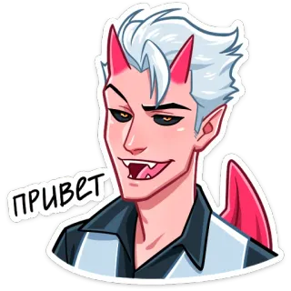 👋 73e4b778 Привет demon, horns, greeting, hello, anime, cartoon, sticker telegram sticker