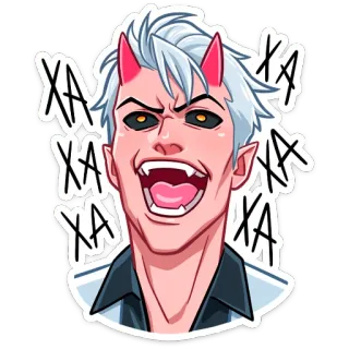 😈 ff5cffc7 XA XA XA XA XA XA devil, evil, laughing, villain, demon, horns, sticker telegram sticker