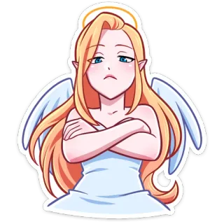 😤 37eb6588 천사, 만화, 날개, 후광, 금발머리, 심술궂은 telegram sticker